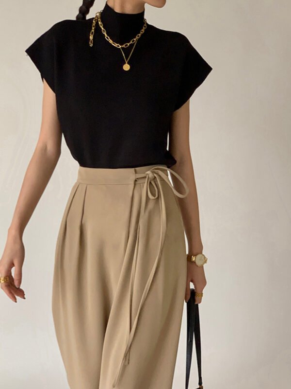 Tie Waist Flowy Wide Leg Dress Pants - Image 2