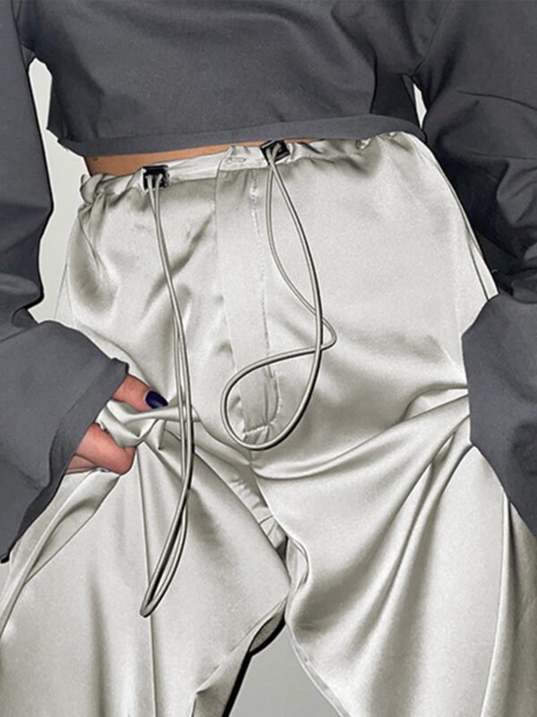 Oversized Satin Wide Leg Pants - Image 2