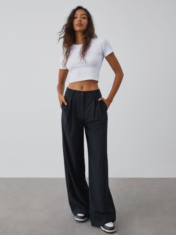 Shock Value Pinstripe Wide Leg Dress Pants - Image 3