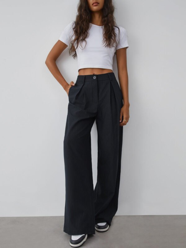 Shock Value Pinstripe Wide Leg Dress Pants - Image 5
