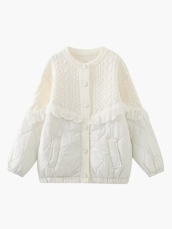 Patchwork Cable Knit Quilted Coat - Image 6