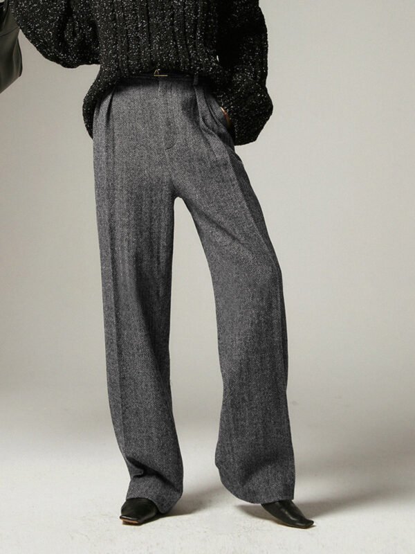 Herringbone Pockets Wide Leg Dress Pants - Image 2