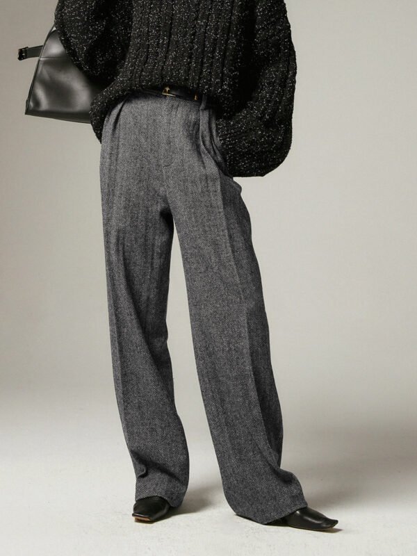 Herringbone Pockets Wide Leg Dress Pants - Image 3
