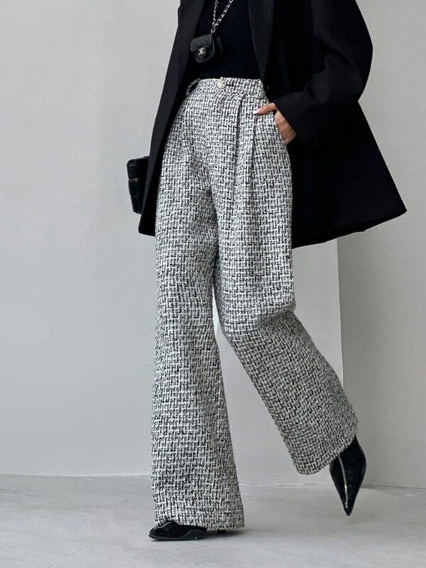 Tweed Wide Leg Dress Pants - Image 3