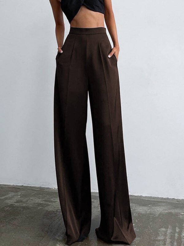 Oversized Satin Wide Leg Dress Pants - Image 7