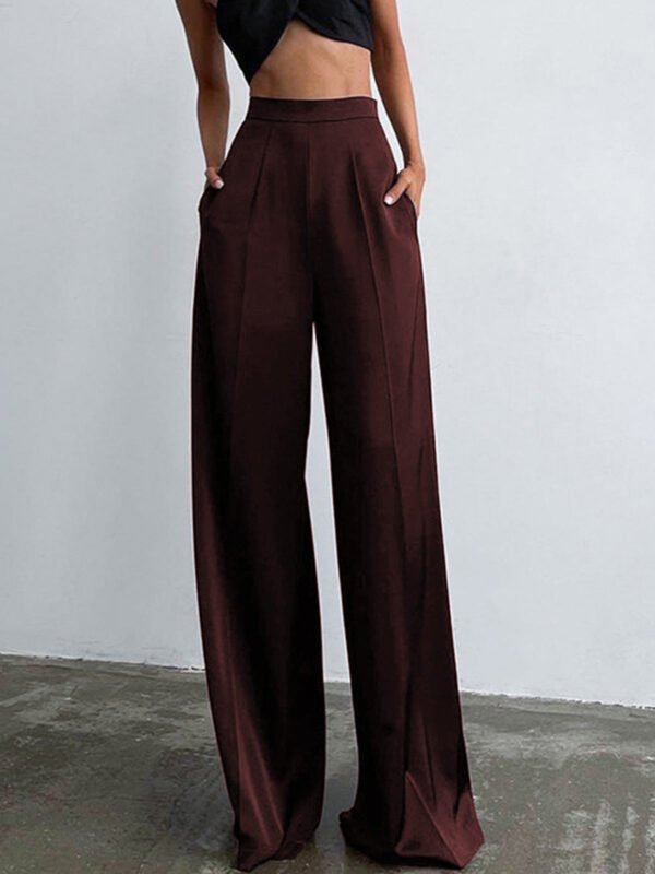 Oversized Satin Wide Leg Dress Pants - Image 9