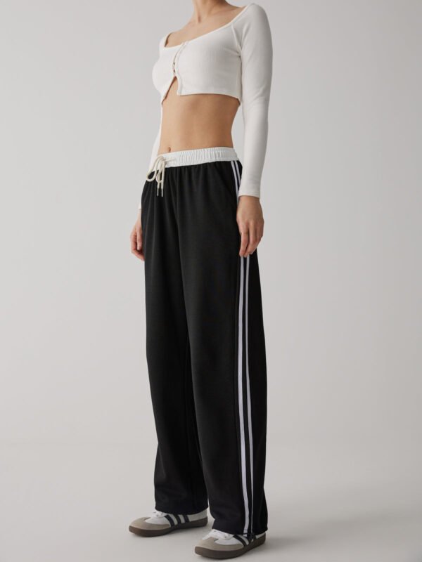 Contrast Waist Wide Leg Pants - Image 3