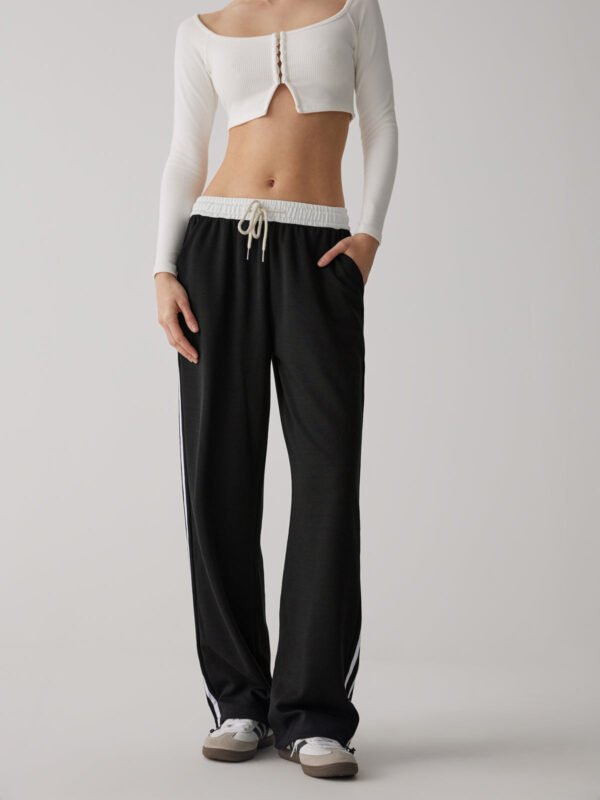 Contrast Waist Wide Leg Pants - Image 2
