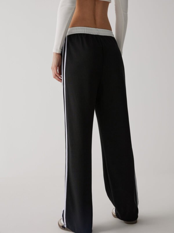 Contrast Waist Wide Leg Pants - Image 4