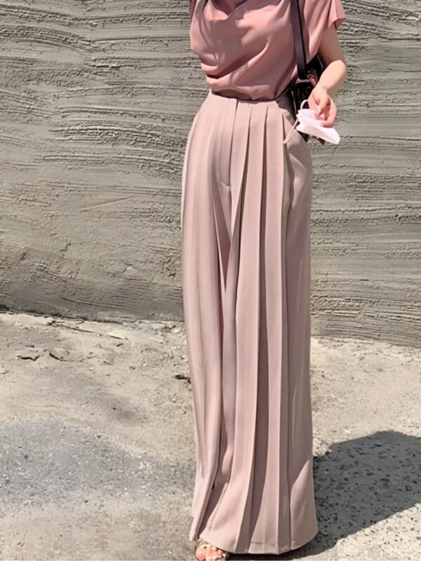 Pleated High Waist Wide Leg Pants - Image 9