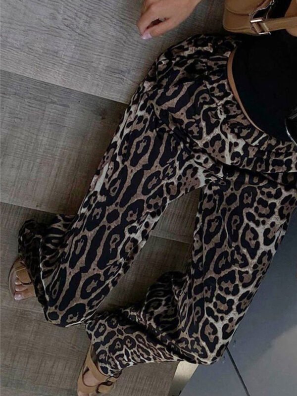 Leopard Print Wide Leg Pants - Image 4