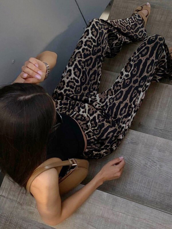 Leopard Print Wide Leg Pants - Image 3