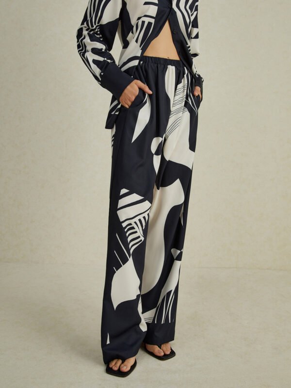 Irregular Print Wide Leg Pants Set - Image 7