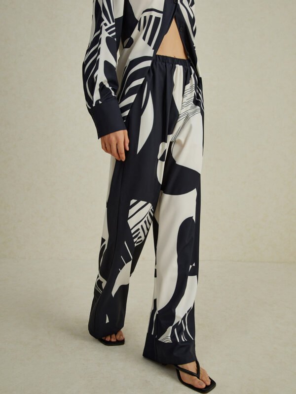 Irregular Print Wide Leg Pants Set - Image 6