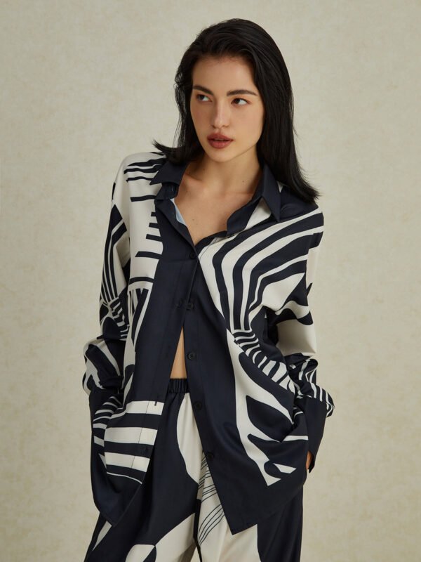 Irregular Print Wide Leg Pants Set - Image 2