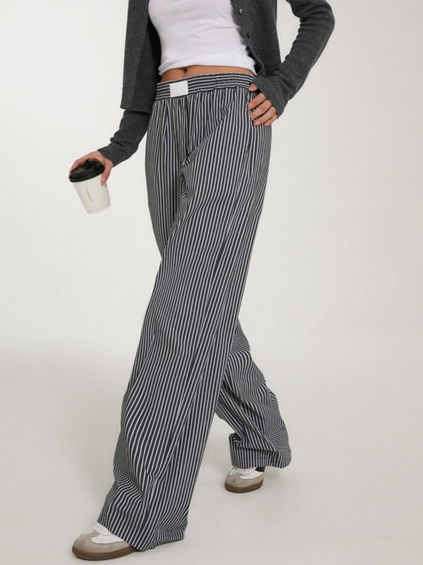 Casual Striped Wide Leg Pants - Image 3