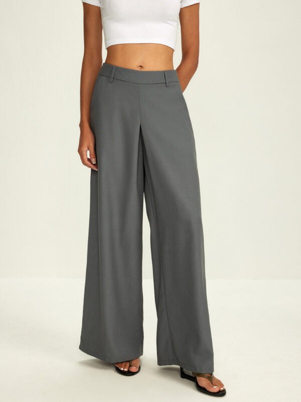 Plain Pockets Suit Wide Leg Pants - Image 2