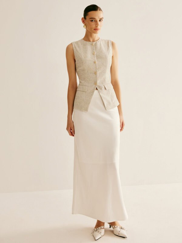 Elegant Breasted Piping Split Vest - Image 6