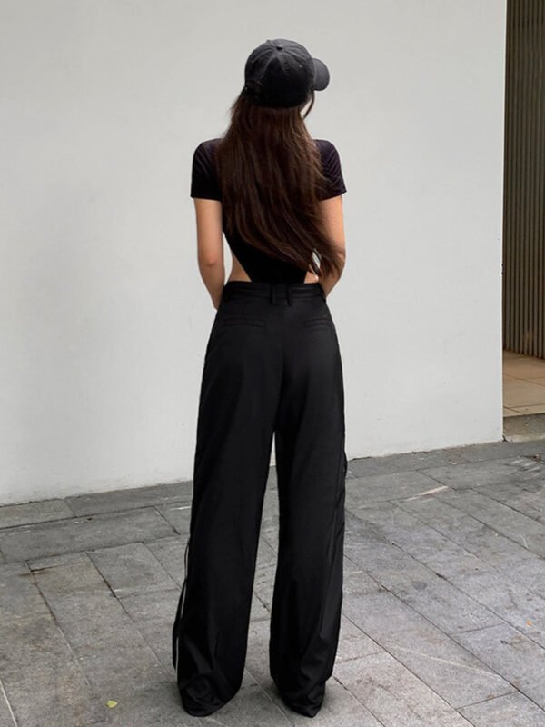 Drawstring Patchwork Baggy Pants - Image 5