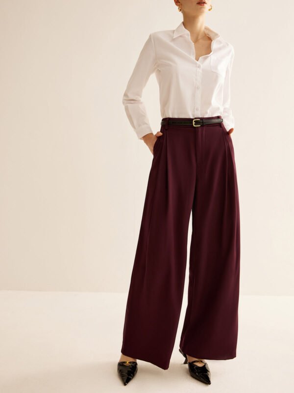 Pleated Wide Leg Pants Without Belt - Image 4