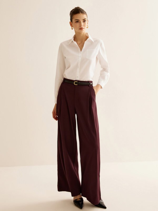 Pleated Wide Leg Pants Without Belt - Image 2