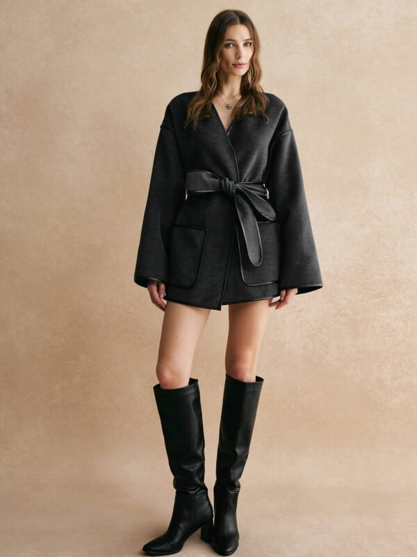 Retro Piping Belted Cinched Jacket - Image 8