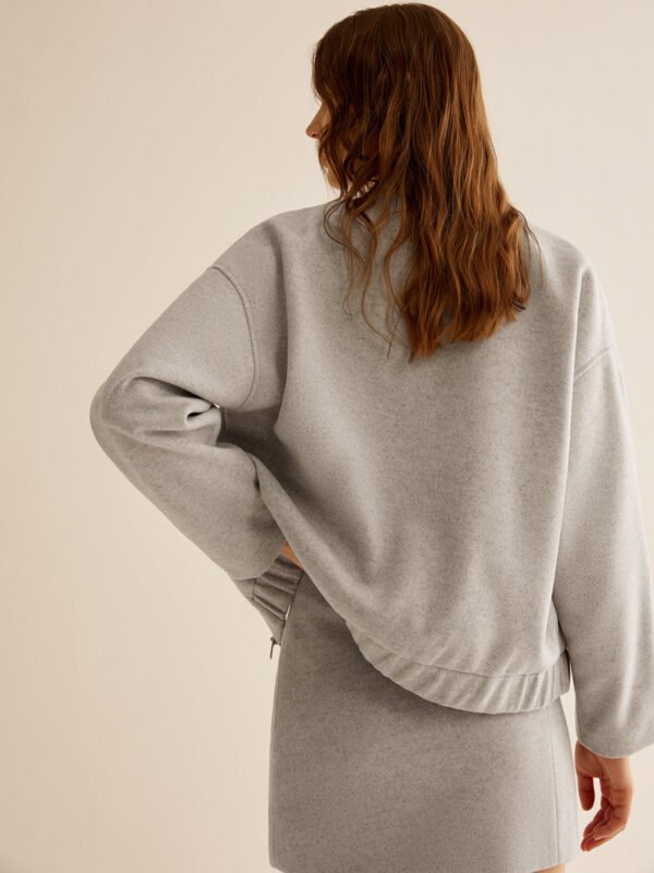 Tweed Pockets Zipper Warm Jacket - Image 6