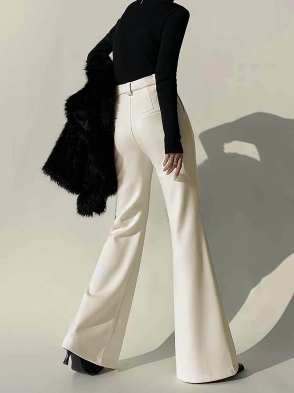 Plain High-Waist Piping Pants - Image 4