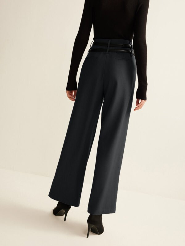 Double-Belt Pleated Straight Pants - Image 5