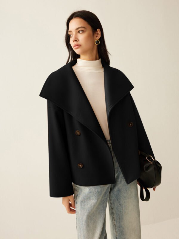 Large Collar Tweed Coat - Image 8
