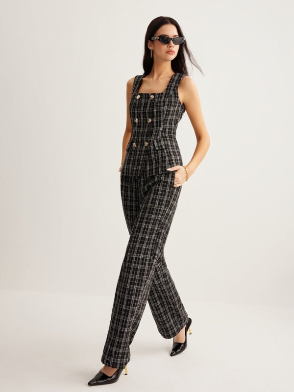 Checked Tweed Button Vest - Image 2