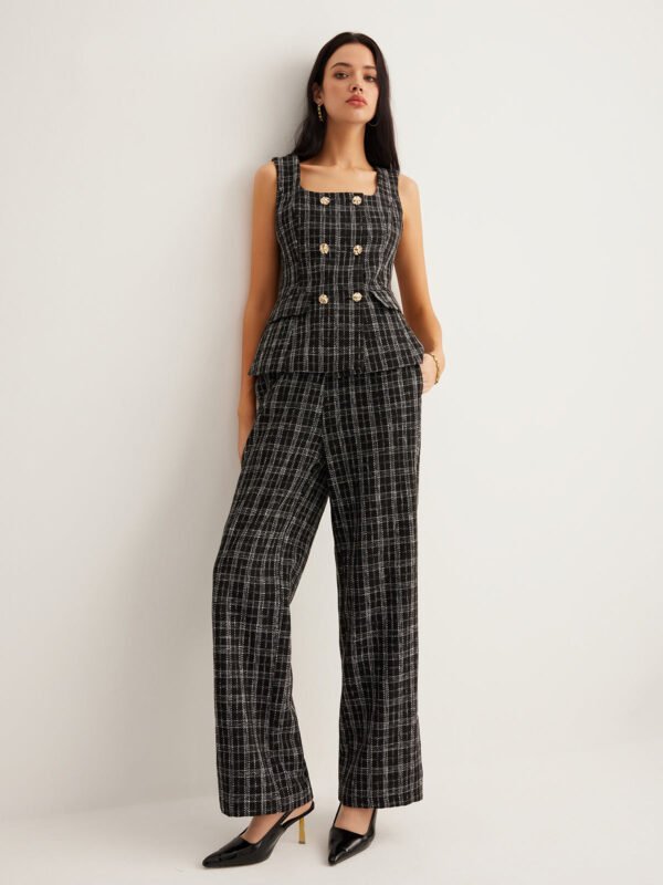 Checked Tweed Button Vest - Image 8