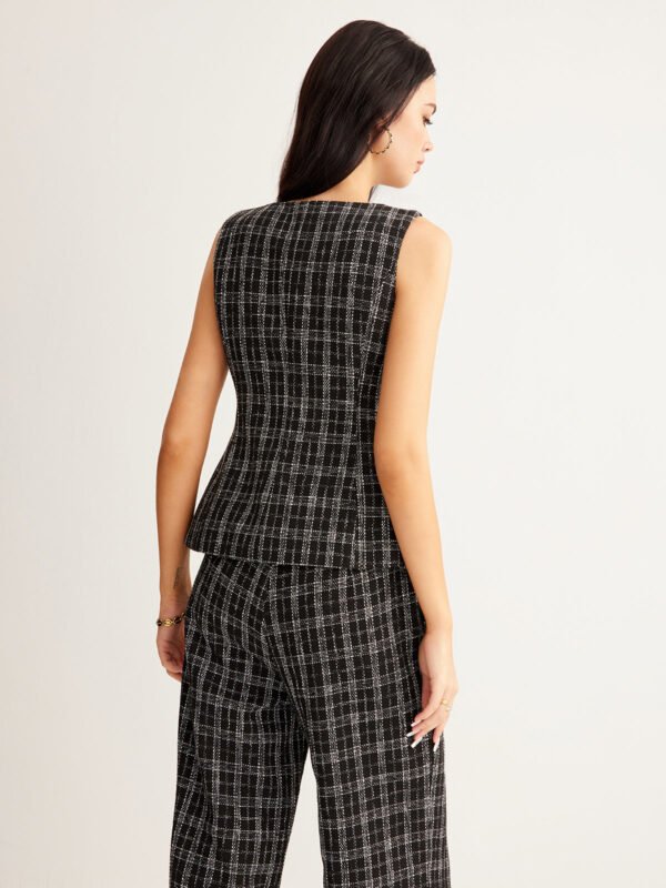 Checked Tweed Button Vest - Image 7