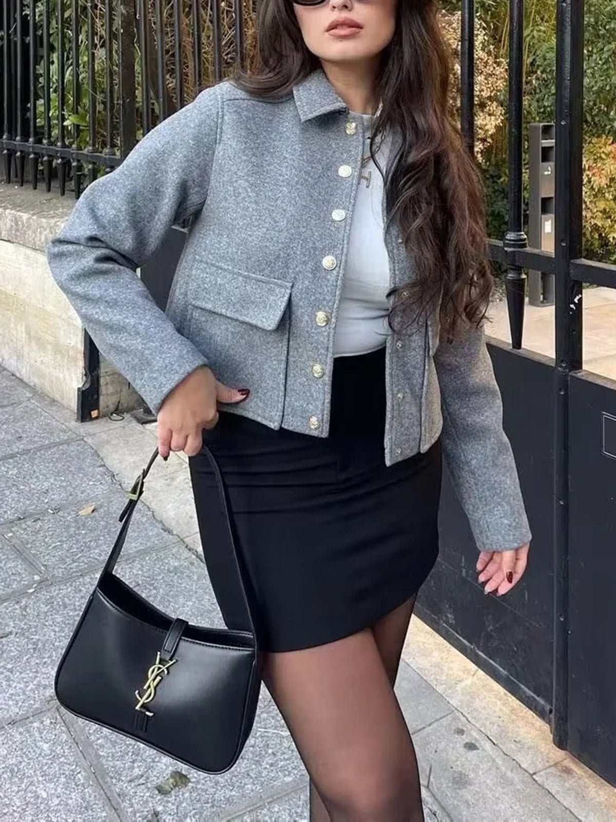 Suede Button Short Polo Jacket - Image 2