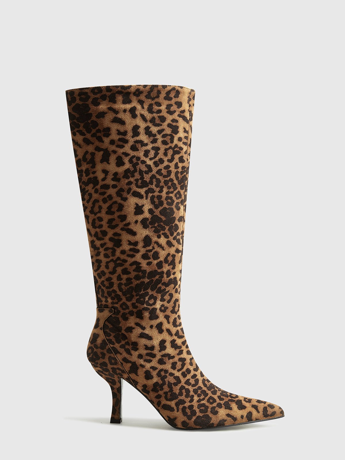 Leopard Printed Knee-High Zipper Boots - Image 2