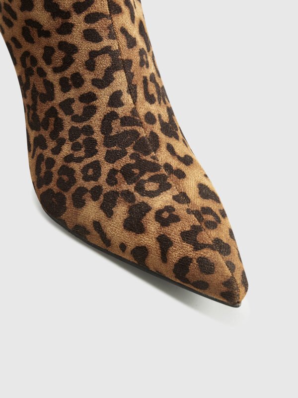 Leopard Printed Knee-High Zipper Boots - Image 6