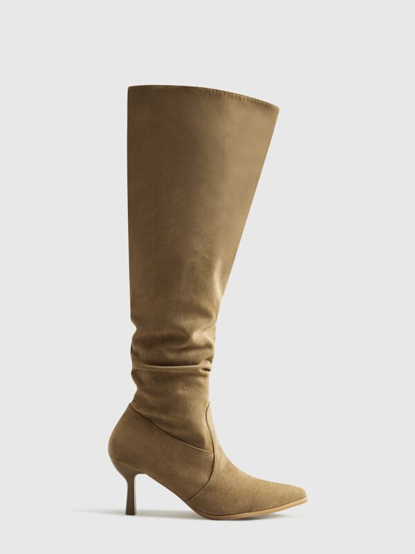 Suede Ruched Knee-High Boots - Image 3