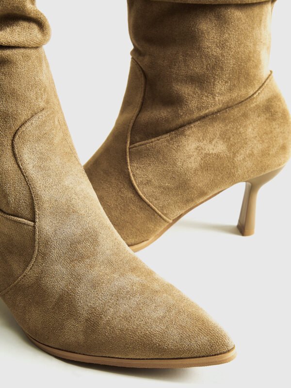 Suede Ruched Knee-High Boots - Image 4