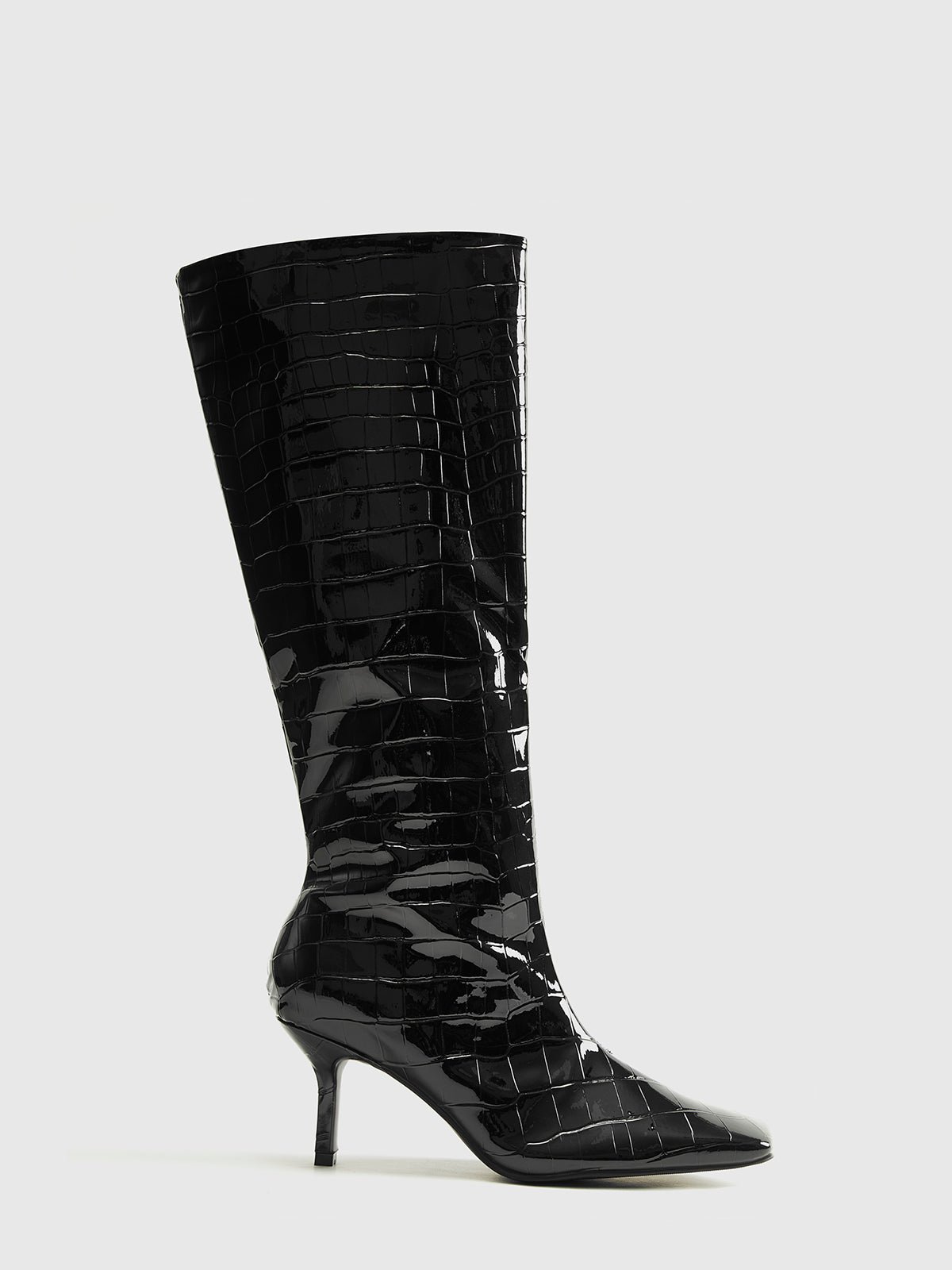 Crocodile Pattern Knee High Boots - Image 3