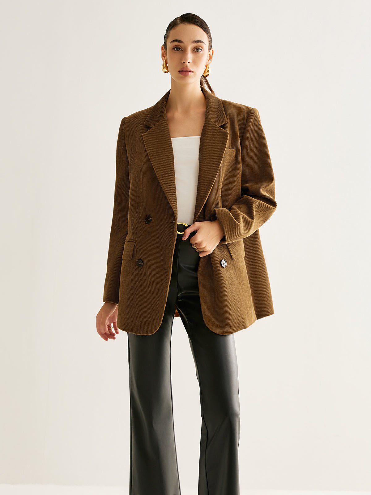 Cotton Corduroy Button Blazer - Image 2