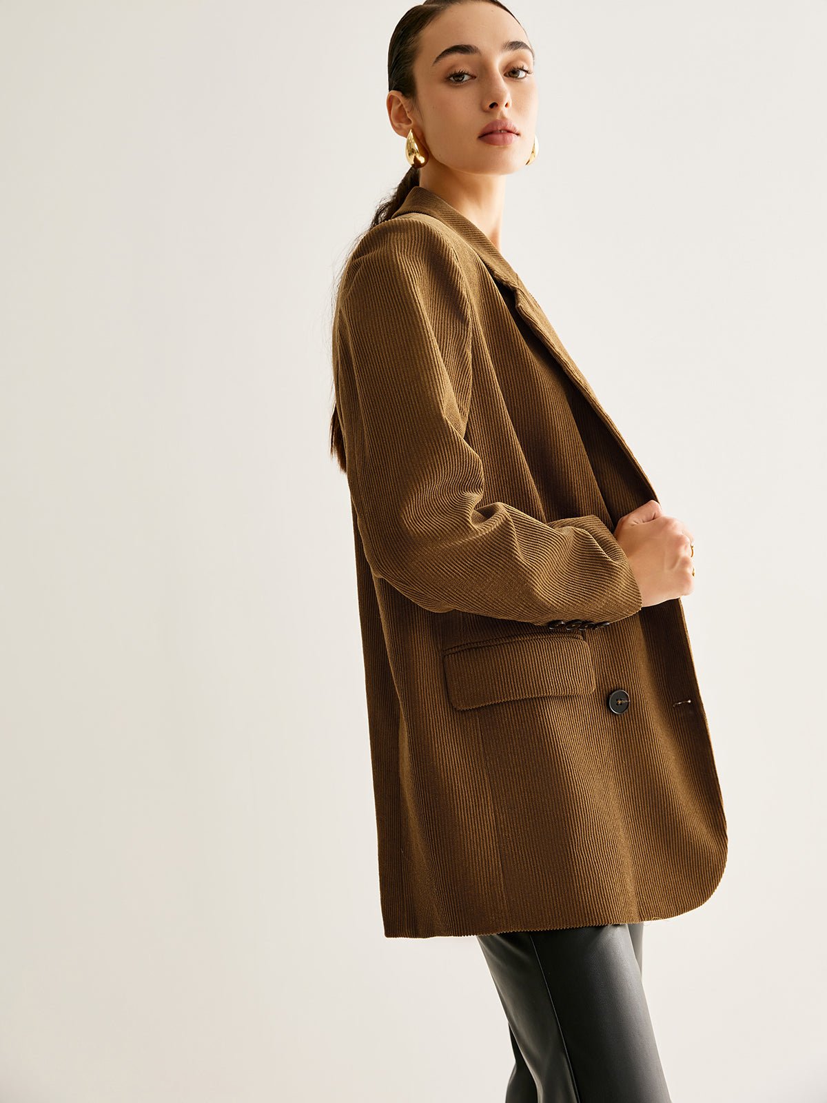 Cotton Corduroy Button Blazer - Image 4