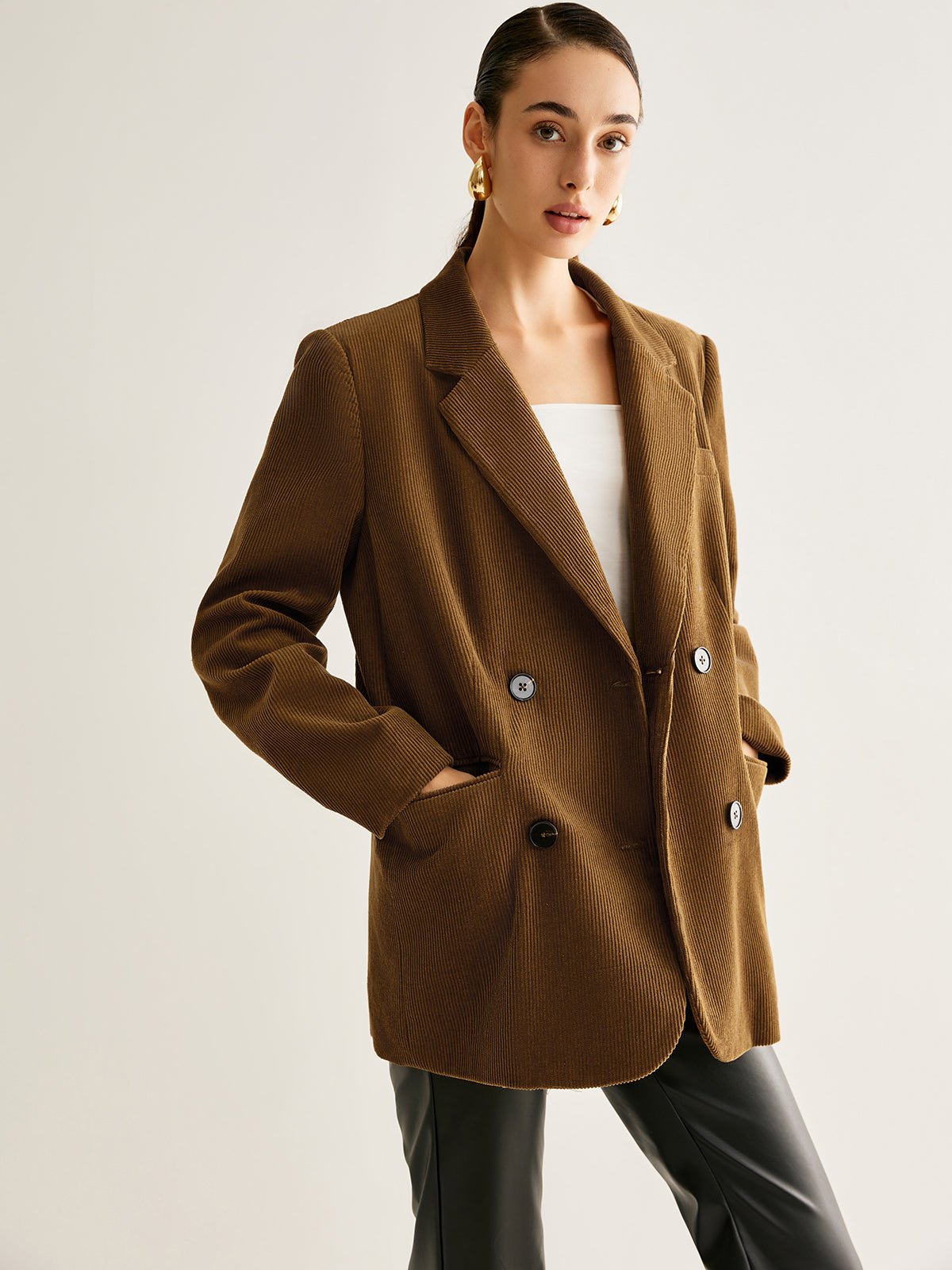 Cotton Corduroy Button Blazer - Image 3