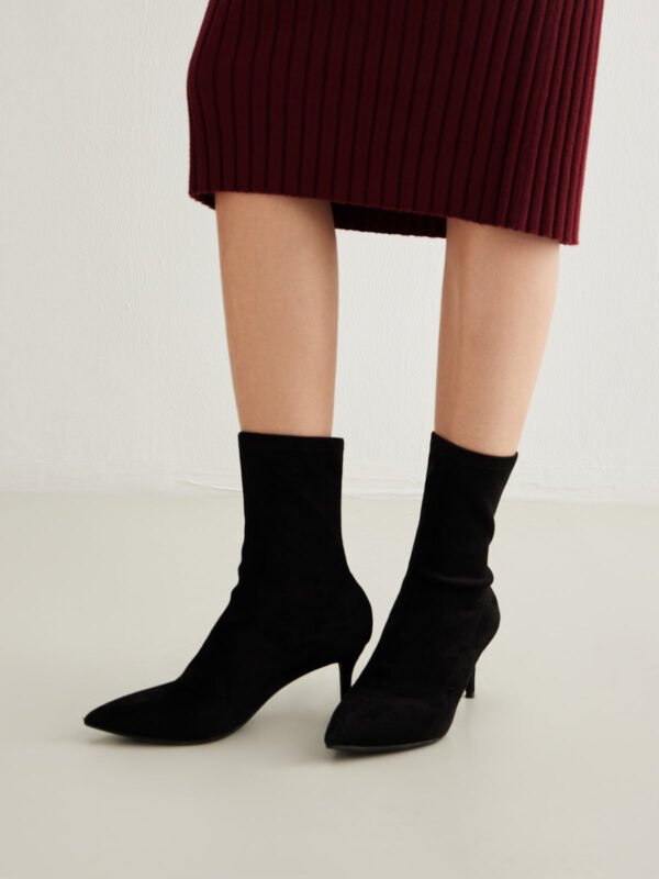 Slingback Heel Suede Ankle Boots - Image 4