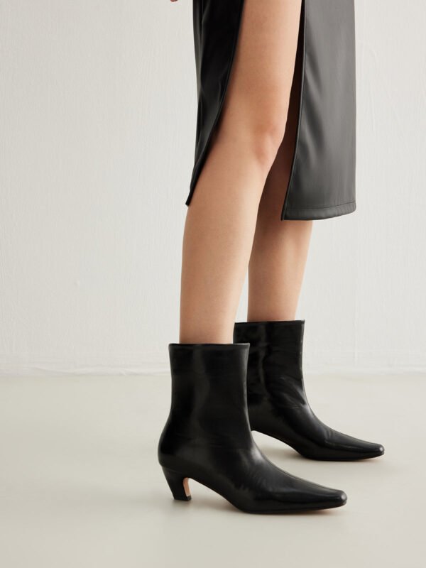 Square Toe Kitten Ankle Boots - Image 7