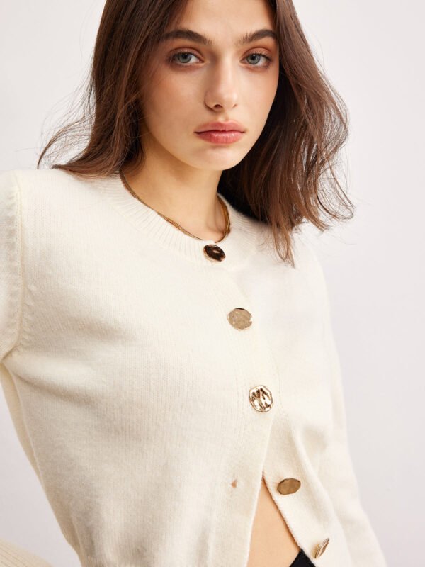 Versatile Metal Button Knit Outerwear - Image 4