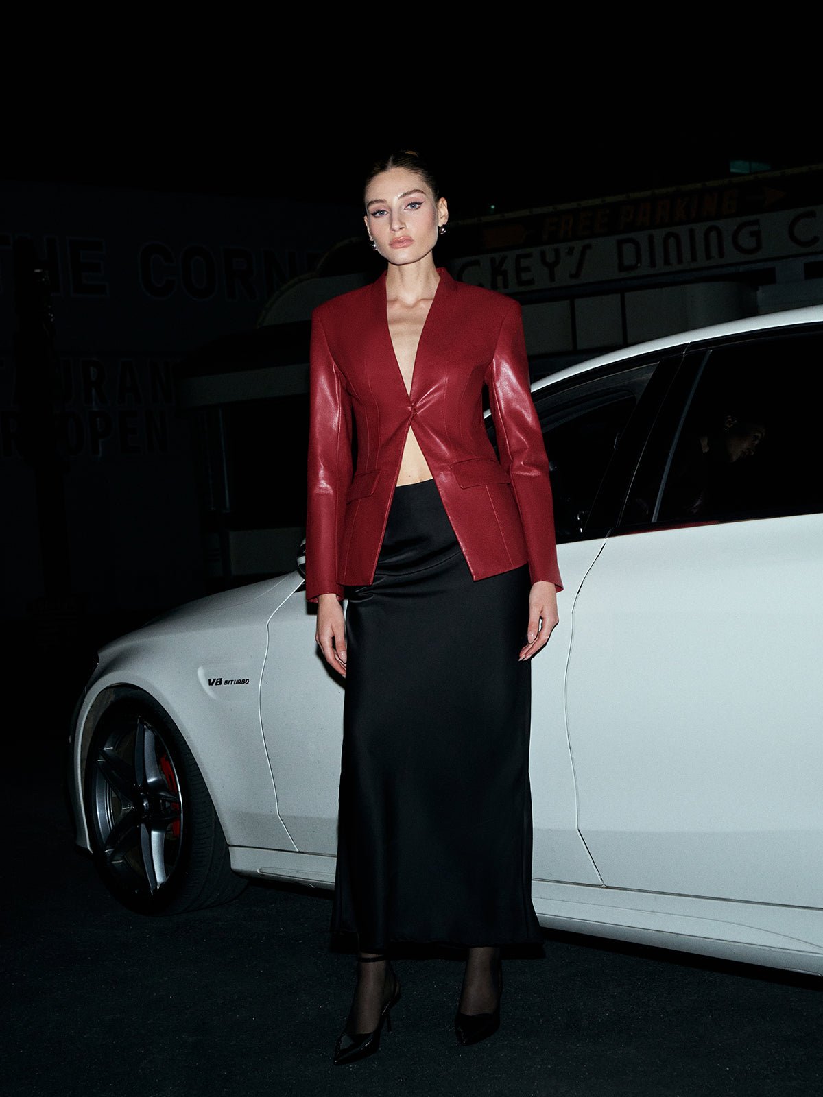 Faux Leather Button Blazer - Image 5