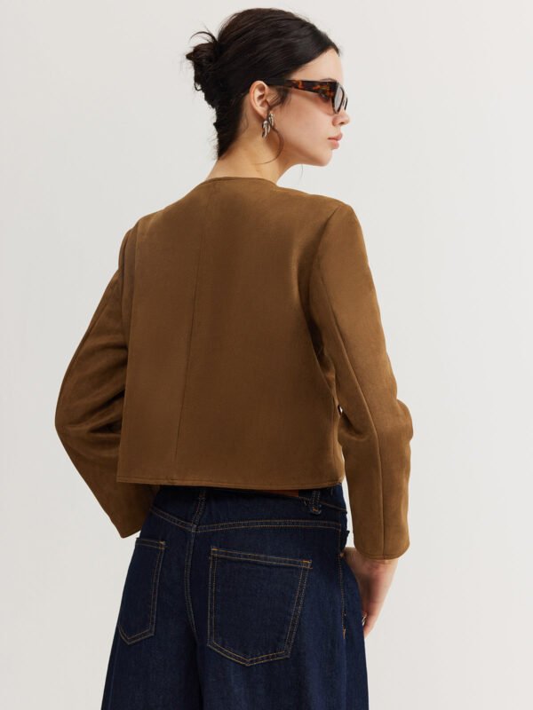 Leisure Button Suede Trench Coat - Image 6