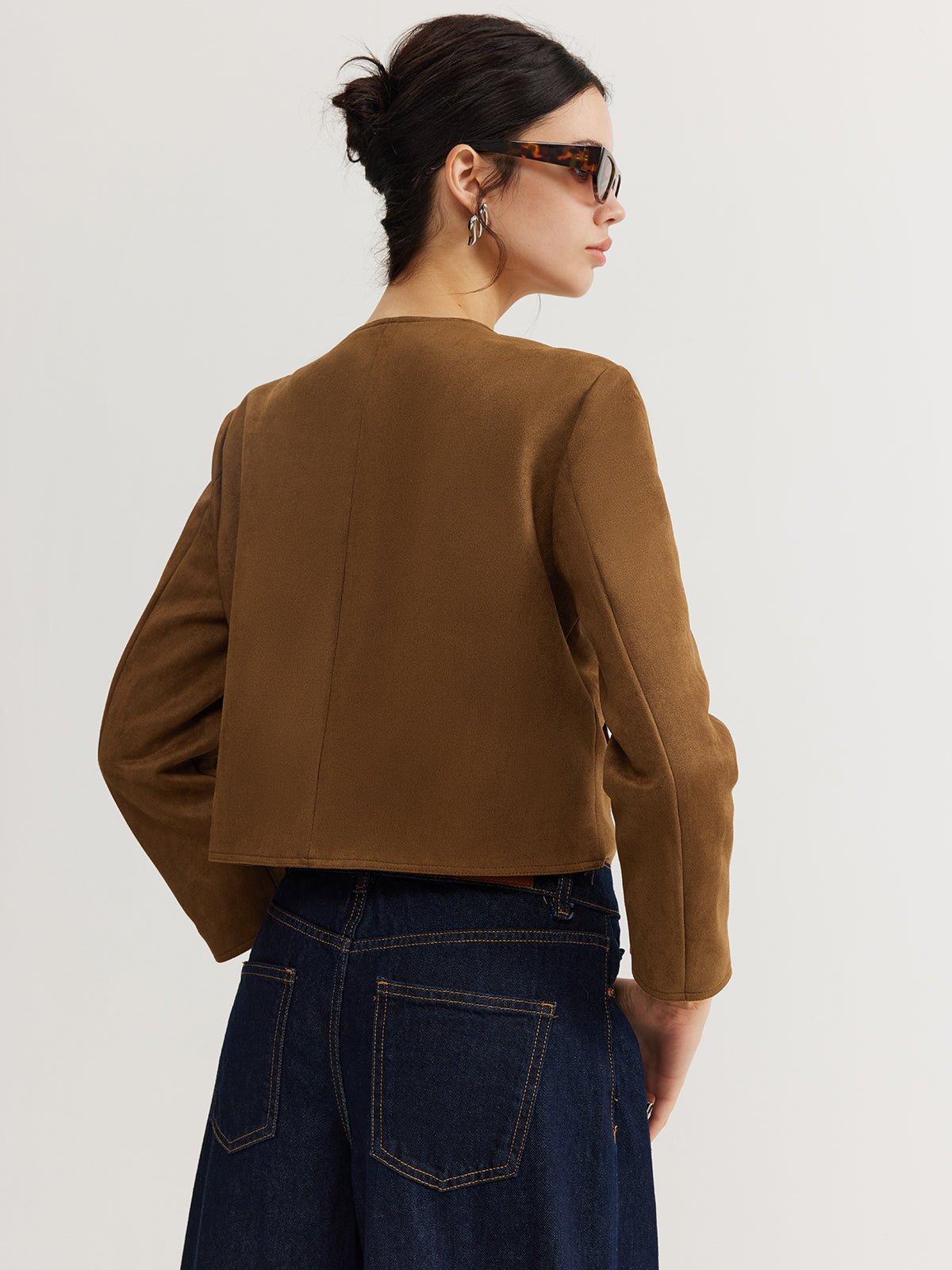 Leisure Button Suede Trench Coat - Image 6