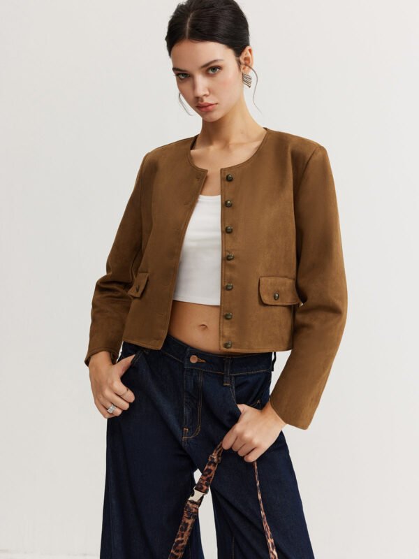 Leisure Button Suede Trench Coat - Image 2