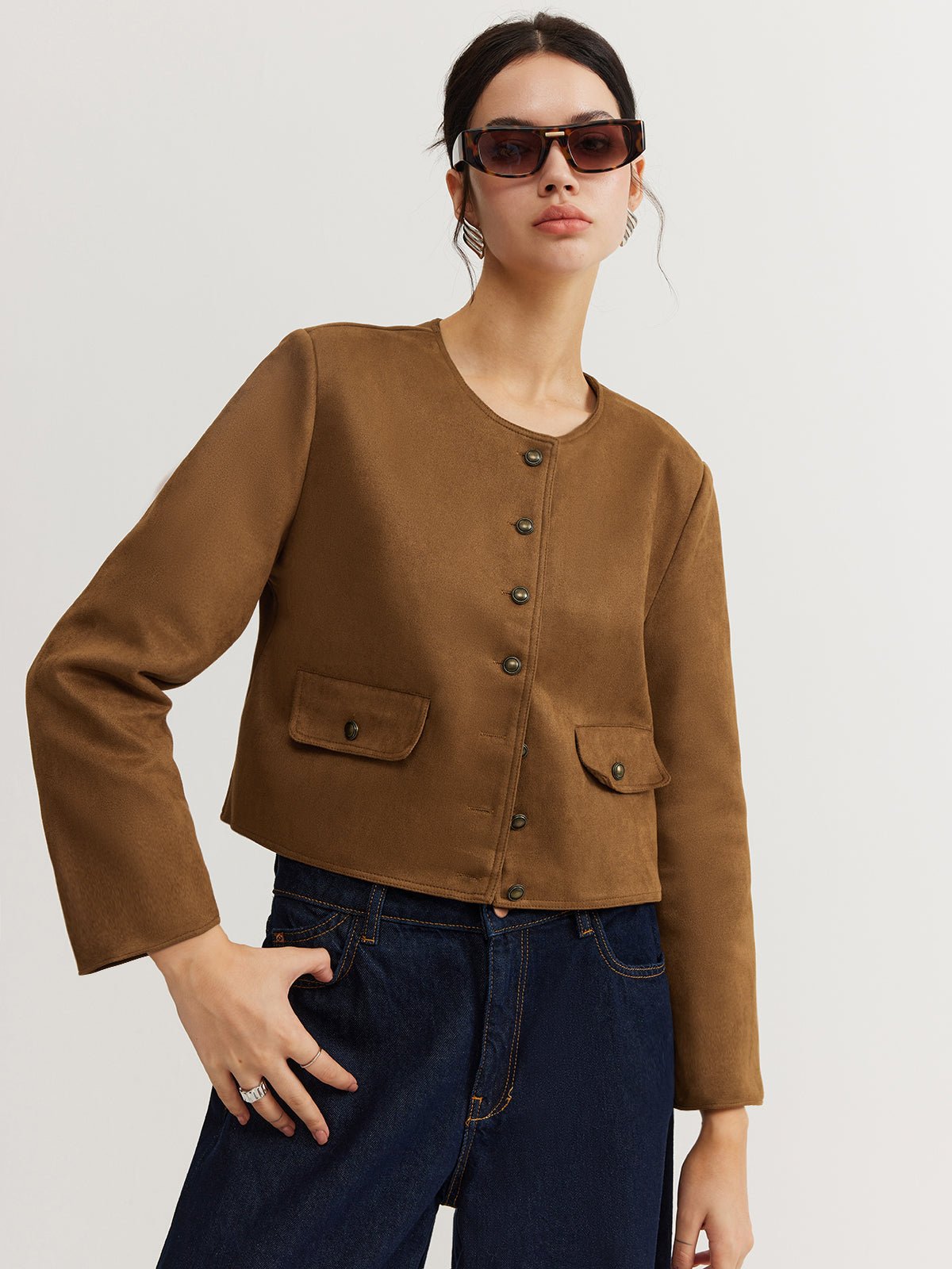 Leisure Button Suede Trench Coat - Image 5